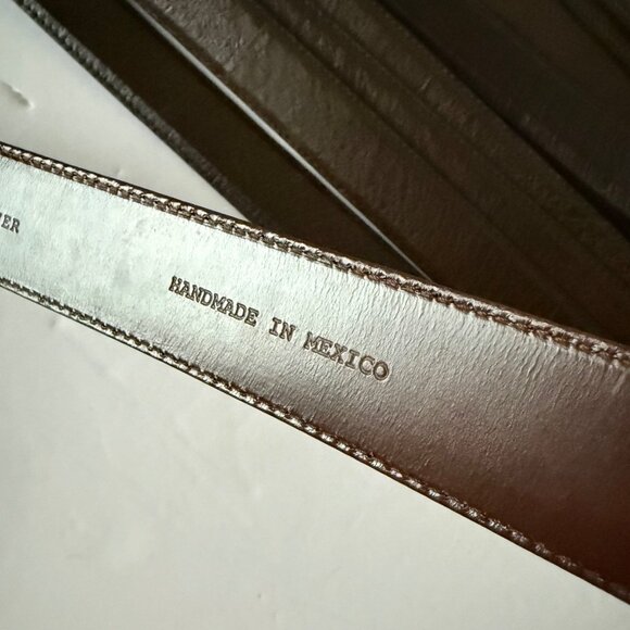 Rod Patrick Boots Mens Western Belt 1.25" Size 36 Taper End Brown Smooth Ostrich - Picture 12 of 12